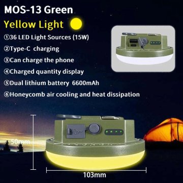 KJB Polnilna kamp svetilka 9900 mAh z magnetom in polnjenjem USB zelena, MOS-13-Y