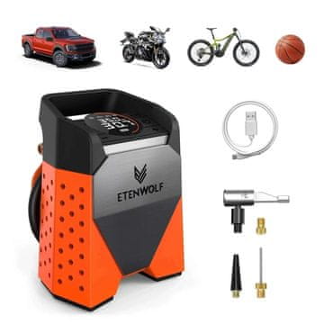 KJB Prenosni akumulatorski kompresor S3se, 7800 mAh, 160 PSI Prenosni akumulatorski kompresor S3se, 7800 mAh, 160 PSI / S3se, oranžen