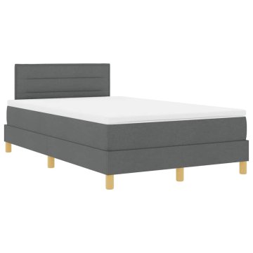 Vidaxl LED Box Spring Postelja Temno siva 120 x 190 cm blago