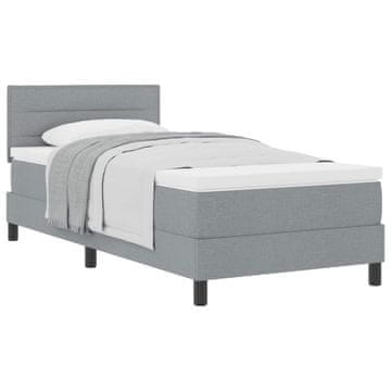 Vidaxl Postelja z vzmetnico z vzglavjem Svetlo siva 90 x 190 cm blago