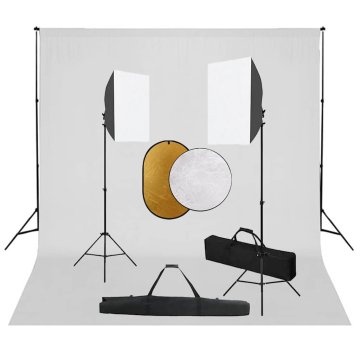 Vidaxl Foto studijski komplet s softboxi, ozadjem in odbojnikom