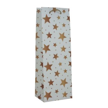 Božična vrečka za steklenice, zlate zvezde, 12 x 36 x 9