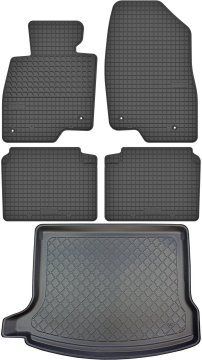 Mazda 3 III BM Hatchback od 09.2013-02.2019 KOMPLET - gumijaste avtotepihe + zaščitna preproga za prtljažnik