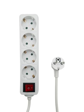 MicroConnect 4-vtičnica Schuko podaljšek s 5M stikalom, bela, MC-GRU0045WS