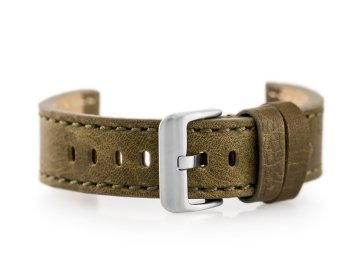 Pacific Usnjen pašček za uro W48 - PREMIUM - olivno rdeč - 22 mm
