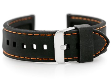 Pacific Gumijast pašček za uro U20 - črno/oranžen 28 mm