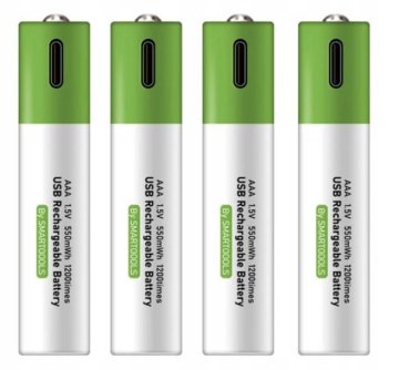 POLNILNE BATERIJE POLNILNE BATERIJE AAA 4 KOS, POLNJENJE S KABLOM USB-C