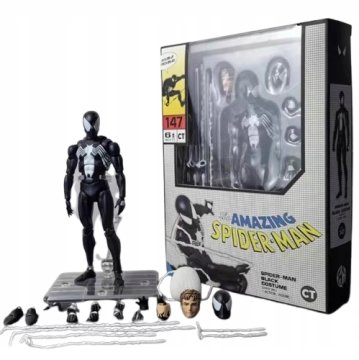 ZBIRATELJSKA FIGURA SPIDER-MAN V ČRNI OBLEKI Z DODATKI, KI JO JE MOGOČE POSTAVITI V NAMESTITEV