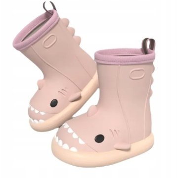 OTROŠKI GUMIJASTI ŠKORNJI SHARK, vložek 14 cm, velikost 23-24, ROZA