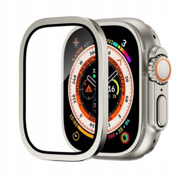 2v1 aluminijast kovinski okvir + kaljeno steklo za Apple Watch Ultra 2 49 mm