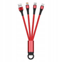 3-v-1 POLNILNI KABEL USB MICRO TYPE-C Lightning OBESEK ZA KLJUČE