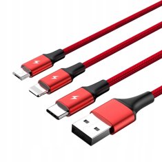 3-v-1 POLNILNI KABEL USB MICRO TYPE-C Lightning OBESEK ZA KLJUČE