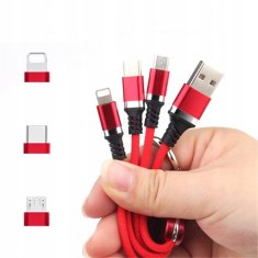 3-v-1 POLNILNI KABEL USB MICRO TYPE-C Lightning OBESEK ZA KLJUČE