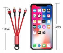 3-v-1 POLNILNI KABEL USB MICRO TYPE-C Lightning OBESEK ZA KLJUČE