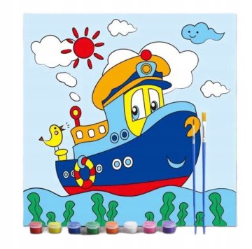 SLIKA ZA OTROKE 30X30 CM KOMPLET LADJE Z BARVAMI