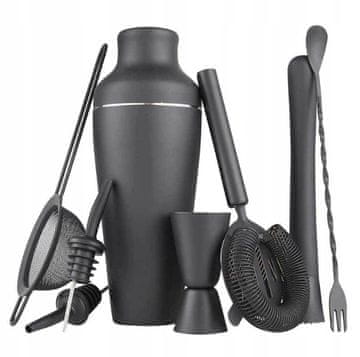 PROFESIONALNI SET ZA PIJAČE ZA BARMANE, SHAKER 600 ml, MAT ČRNEGA RAZLIČJA