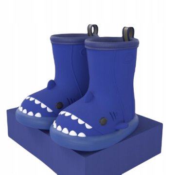 OTROŠKI GUMIJASTI ŠKORNJI SHARK vložek 15 cm MODRI 25-26