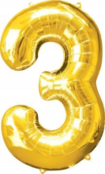 PartyPal ZLATI FOLIJASTI BALON ZLATI HELIJEV BALON ŠTEVILKE ŠTEVILKA 3
