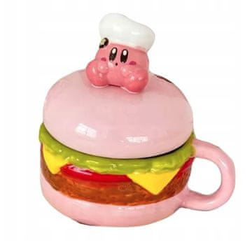 Keramična skodelica za kavo in čaj Kirby Hamburger 3D s pokrovom, darilna