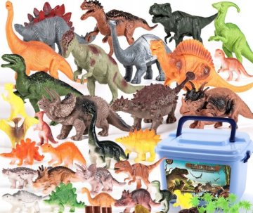 VELIK KOMPLET FIGURK DINOZAVROV V ŠKATLI 44 KOSOV T-REX TIRANOZAVER