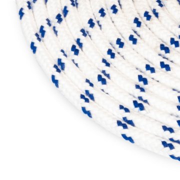 Poliesterseil | 8 mm | 80m | Weiss mit blau Flecken | Schotseil | Kordel | 16-Fach geflochten | žleb Griff