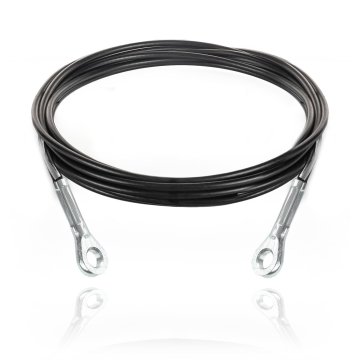 DQ-PP Stahlseil ummantelt mit Ösen für Fitnessgeräte | 5 mm / 6,5 mm | 30m | 7x19 | Drahtseil | Kabel za telovadnico | Schwarz | Fitnes | 3000 cm