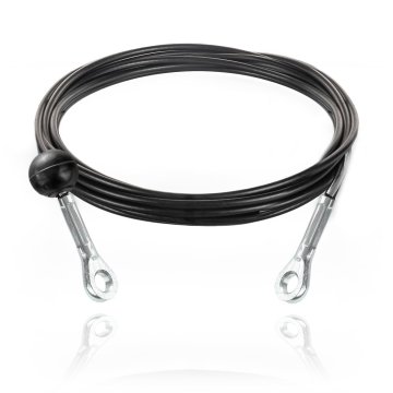 DQ-PP Stahlseil ummantelt mit Ösen und Ballstopper für Fitnessgeräte | 5 mm / 6,5 mm | 4,4 m | 7x19 | Drahtseil | Kabel za telovadnico | Schwarz | Fitnes | 440 cm
