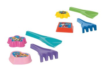 Wader Komplet za pesek 4 kosi plastične lopate, grabljice, 2 kosa modelčkov za pesek Paw Patrol/Pavčja patrulja