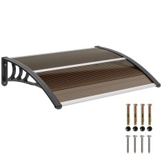 OUTSUNNY Nadstrešek za zunanjost 75x100cm, nadstrešek za zunanjost iz polikarbonata, polipropilena in aluminija, za balkonska okna in vrata, anti UV, rjava