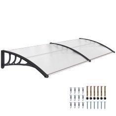 OUTSUNNY Nadstrešek za zunanjost 195x75cm, nadstrešek za zunanjost s polikarbonatnimi nosilci in aluminijastimi palicami, za balkonska okna in vrata, prosojno