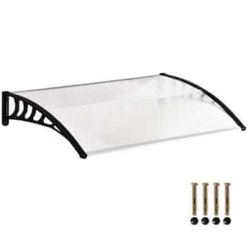 OUTSUNNY Zunanja nadstrešnica 150x90cm, zunanja nadstrešnica s policarbonatnimi nosilci in aluminijastimi palicami, za balkonska okna in vrata, prozorna