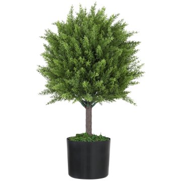 HOMCOM Umetna cedra, umetna rastlina odporna na UV žarke z loncem, okras za notranjo in zunanjo uporabo, vrt, pisarna, dnevna soba, višina 55 cm, zelena