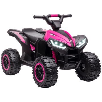 HOMCOM Otroški električni quad 12V ATV, električni avtomobil z dvojnim motorjem in 2 hitrostima, široka kolesa z led-žarometi, hupa in glasba, starost 3-5 let, roza