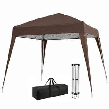 OUTSUNNY Zložljivi gazebo 2.4x2.4m, vrtni gazebo jeklena konstrukcija, protivetrne vrvi in transportna torba, kavna