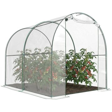 OUTSUNNY Vrtni tunelski rastlinjak, rastlinjak za balkon za rastline in vrt z PVC prevleko, dvižna vrata in jekleni okvir, 2x2.5x2m