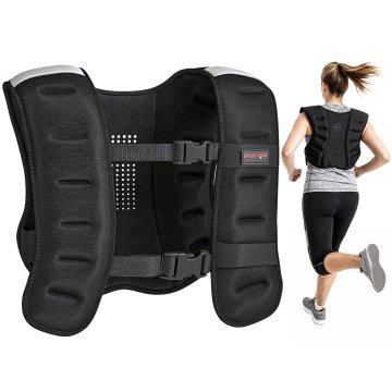 SPORTNOW Oteženi jopč 10 kg z nastavljivimi trakovi in odsevnimi trakami, jopč z utežmi iz zračnega neoprena in kovinskega peska, 43x33 cm, črn