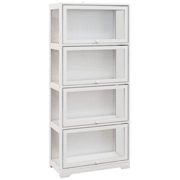 HOMCOM Vitrina za zbirko s 4 policami z nihajnimi vrati in nedrsečimi nogami, vitrina iz MDF in akrila, 59x30x139 cm, bela