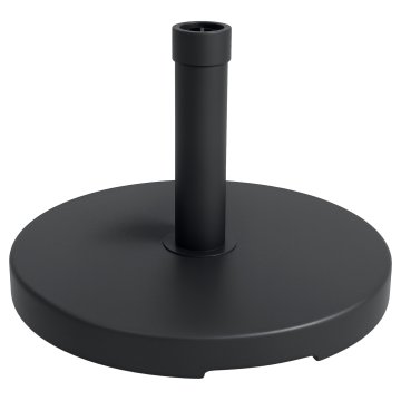 OUTSUNNY Podstavek za vrtni senčnik iz HDPE in cementa, podstavek za okrogli senčnik z vgrajeno ročico, nosilec za senčnike s palicami Ø24-38mm, za zunanjost in patio, teža 15kg, črna
