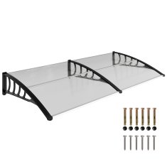 OUTSUNNY Zunanja nadstrešnica 200x96cm, nadstrešnica za zunanjost z nosilci iz polikarbonata in aluminijastimi palicami, za balkon okna in vrata, črna in prosojna