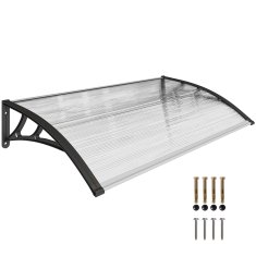 OUTSUNNY Zunanja tenda in zunanji nadstrešek 110x60cm, zunanji nadstrešek z nosilci iz polikarbonata in palicami iz aluminija, za balkon, okna in vrata, prozoren