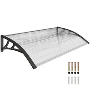 OUTSUNNY Zunanja tenda in zunanji nadstrešek 110x60cm, zunanji nadstrešek z nosilci iz polikarbonata in palicami iz aluminija, za balkon, okna in vrata, prozoren