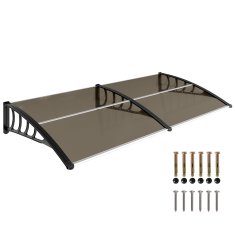 OUTSUNNY Zunanji nadstrešek 200x96cm, zunanji nadstrešek z nosilci iz polikarbonata in palicami iz aluminija, za balkone okna in vrata, rjav