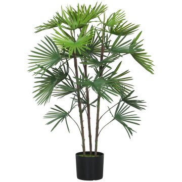 HOMCOM Umetna palma 90 cm z 24 listi za notranjo uporabo s loncem Ø16.5x13.5 cm, zelena lažna rastlina iz plastike