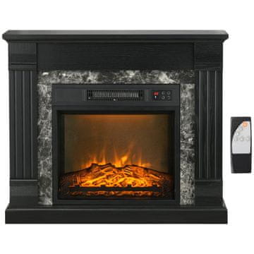 HOMCOM Električni kamin z okvirjem realističnega učinka plamena, 3 nastavljive svetlobnosti, tihi električni kamin 1800W z daljinskim upravljalnikom, termostat, časovnik, nastavljivo ogrevanje, črna