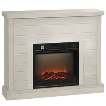 HOMCOM Električni kamin z 3D učinkom plamena, 97cm 1800W električni kaminček s samodejnim izklopom, nastavljivo gretje, termostat, timer in daljinski upravljalnik za dnevno sobo, 30m2, svetlo siva