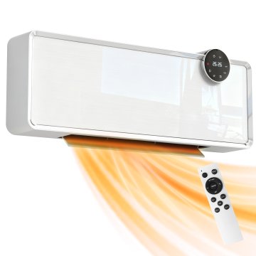 HOMCOM Keramična električna peč 2000W, stenski termoventilator s 3 načini, ventilator in regulabilno gretje, Tedenski/24-Urni timer, zaznavanje odprtega okna in daljinski upravljalnik, bela