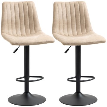 HOMCOM Barski stolčki set 2 kosa, stolčki za kuhinjo z nastavljivo višino in podnožjem, iz jekla in poliestra, 47.5x57.5x95-116cm, svetlo rjava
