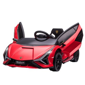 HOMCOM Električni avtomobil za otroke 3-5 let 12V Lamborghini SIAN, 3-5km/h električni avtomobil za otroke z 2 motorjema, škarjasta vrata, žarometi in glasba, daljinski upravljalnik, varnostni pas in hupa