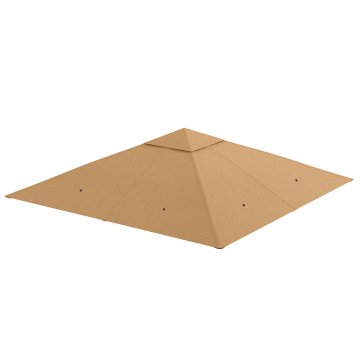 OUTSUNNY Nadomestna streha za gazebo 3x3 m za vrt, nepremočljiv pokrov za gazebo iz poliestra 180g/m2 z 8 drenažnimi luknjami in zračnimi odprtinami, samo pokrov, 298x298 cm, bež