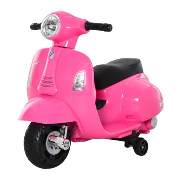 HOMCOM Električni motor za otroke 6V z uradno licenco vespa baterijo, električni motorček za otroke od 18-36 mesecev z žarometi in hupo, 66.5x38x52cm, roza